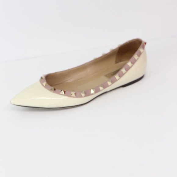 My Valentino Cream Spiked Flats - Picture 7 of 12